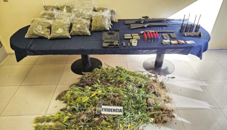 Dos detenidos e incautación de armas, municiones y más de 9 kilos de marihuana en comunidad de Victoria