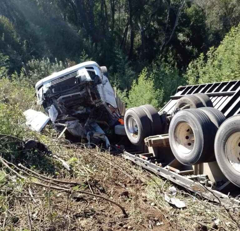 CONDUCTOR LESIONADO AL VOLCAR CAMION EN RUTA 5