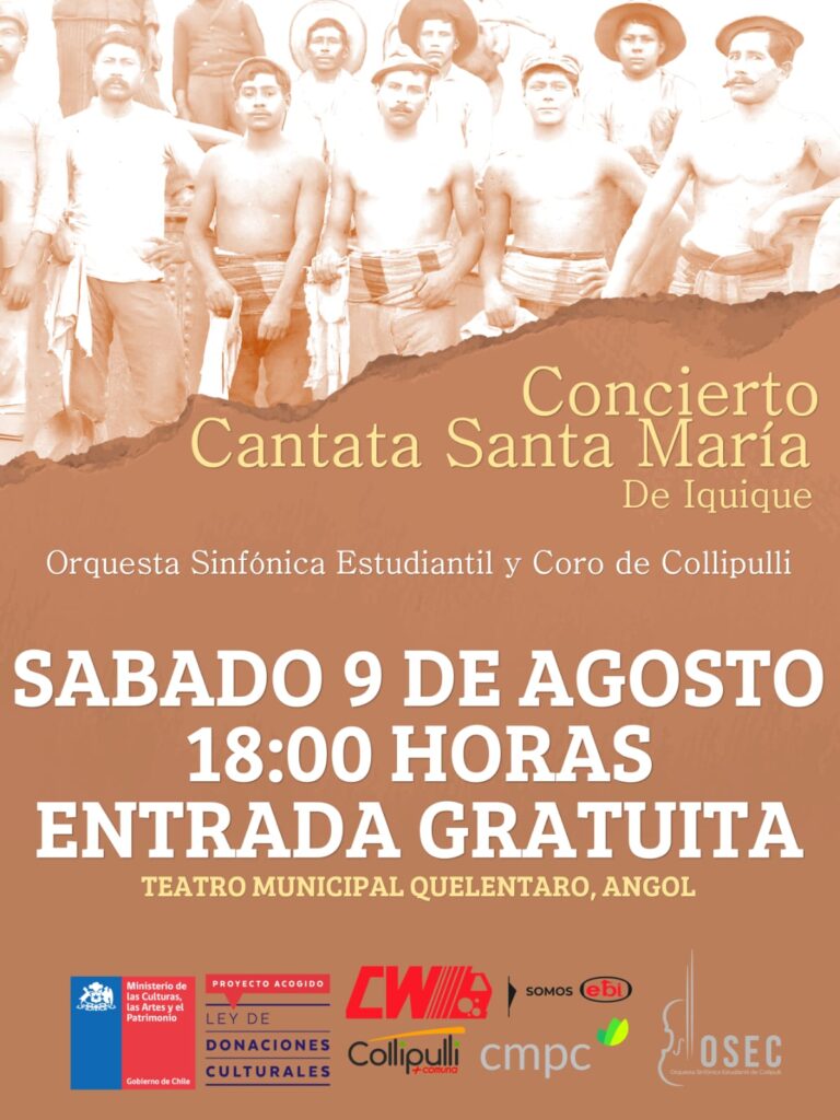ORQUESTA SINFONICA Y CORO DE COLLIPULLI PRESENTAN EN ANGOL CANTATA SANTA MARIA DE IQUIQUE