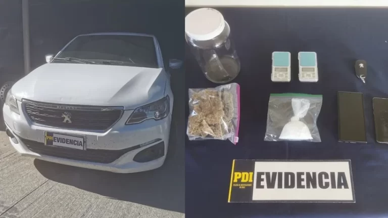 Detienen en Negrete a dos individuos por robo de vehículo en comuna de Angol y tráfico de drogas