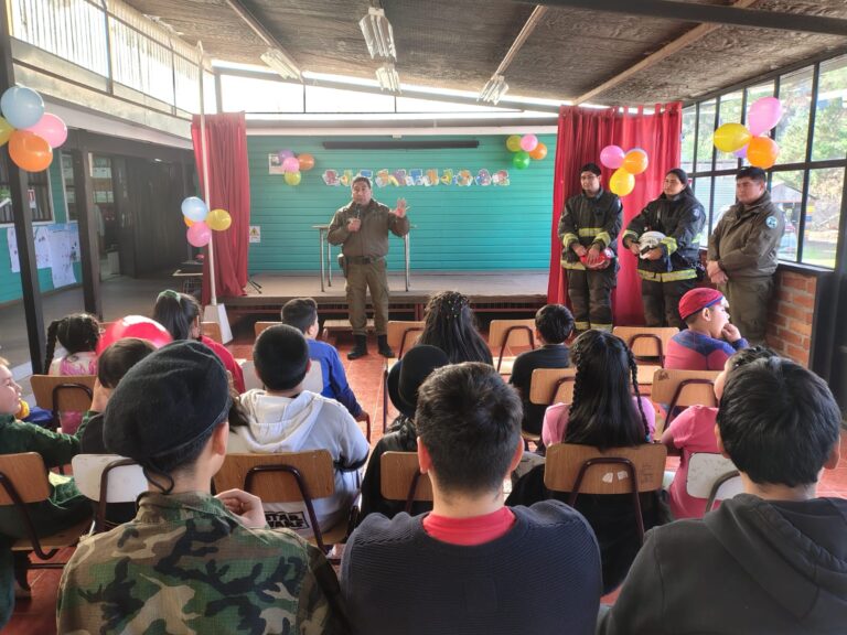 CARABINEROS Y BOMBEROS UNIDOS EN CHARLA DE SEGURIDAD EN ESCUELA RURAL DE COLLIPULLI