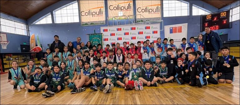 Exitoso encuentro formativo de básquetbol reunió a más de 80 niños en Collipulli